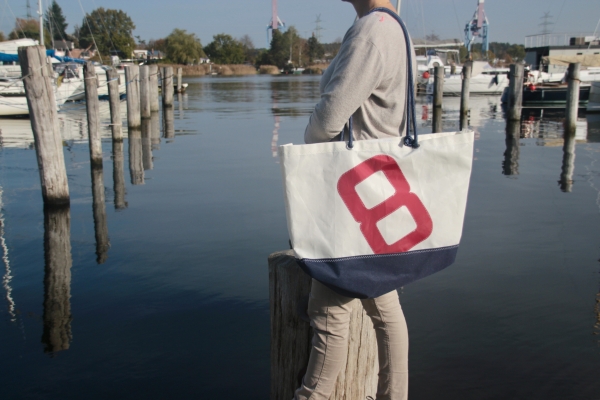 Segeltuchtasche große Beachtasche rot 8 mit Boden